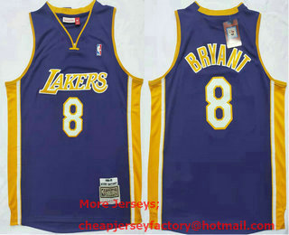 Men's Los Angeles Lakers #8 Kobe Bryant 1999-00 Purple Hardwood Classics Soul Swingman Throwback Jersey