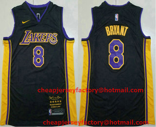 Men's Los Angeles Lakers #8 Kobe Bryant Black 2017-2018 Nike Swingman Black Mamba Stitched NBA Jersey
