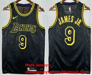 Men's Los Angeles Lakers #9 Bronny James Jr Black City Icon Hot Press Jersey