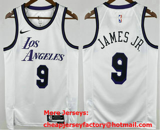 Men's Los Angeles Lakers #9 Bronny James Jr White 2022 City Hot Press Jersey