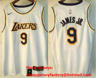 Men's Los Angeles Lakers #9 Bronny James Jr White 2024 Association Edition Stitched Jersey