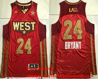 Men's Los Angeles Lakers 24 Kobe Bryant Red Hardwood Classics 2011 NBA All-Star Game AU Jersey