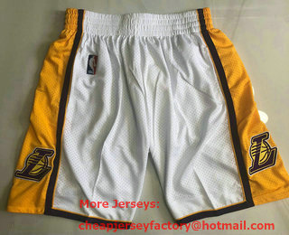 Men's Los Angeles Lakers White Hardwood Classics Soul AU Throwback Shorts