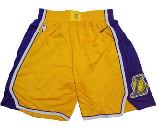 Men's Los Angeles Lakers Yellow Nike Swingman Stitched NBA Shorts