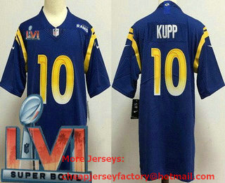 Men's Los Angeles Rams #10 Cooper Kupp Blue 2022 Super Bowl LVI Vapor Untouchable Stitched Limited Jersey