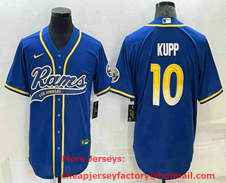 Men's Los Angeles Rams #10 Cooper Kupp Blue Stitched Cool Base Nike Baseball Jersey