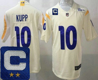 Men's Los Angeles Rams #10 Cooper Kupp Limited Bone C Patch Vapor Jersey