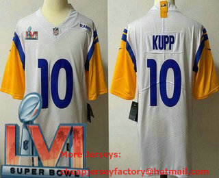 Men's Los Angeles Rams #10 Cooper Kupp White 2022 Super Bowl LVI Vapor Untouchable Stitched Limited Jersey