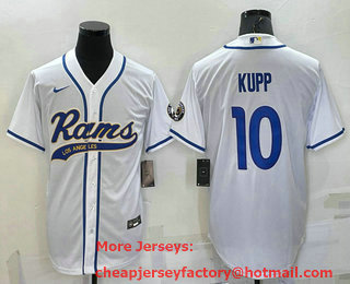 Men's Los Angeles Rams #10 Cooper Kupp White Stitched Cool Base Nike Baseball Jersey