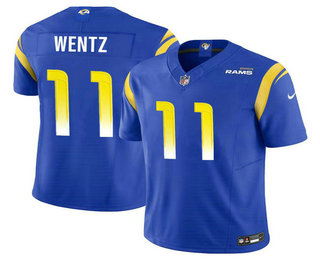 Men's Los Angeles Rams #11 Carson Wentz Blue 2023 FUSE Vapor Stitched Jersey