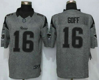 Men's Los Angeles Rams #16 Jared Goff Gray Gridiron Nike NFL Limited Jersey