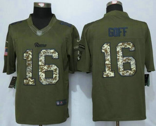 Men's Los Angeles Rams #16 Jared Goff Green Salute to Service 2015 NFL Nike Limited Jersey