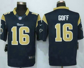 Men's Los Angeles Rams #16 Jared Goff Navy Blue Team Color NFL Nike Limited Jersey