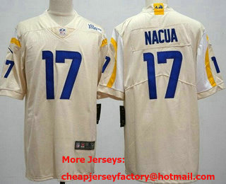 Men's Los Angeles Rams #17 Puka Nacua Limited Bone Vapor Jersey