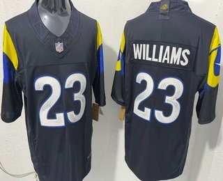 Men's Los Angeles Rams #23 Kyren Williams Limited Navy Rivalries FUSE Vapor Jersey