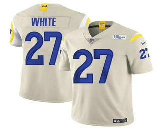 Men's Los Angeles Rams #27 TreDavious White Bone Vapor Untouchable Stitched Football Jersey