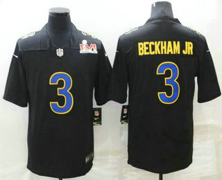 Men's Los Angeles Rams #3 Odell Beckham Jr Black 2022 Super Bowl LVI Vapor Untouchable Stitched Limited Fashion Jersey