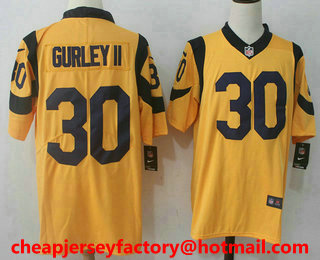 Men's Los Angeles Rams #30 Todd Gurley Gold 2016 Color Rush Stitched NFL Nike Limited Jersey