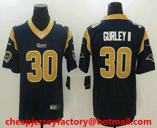 Men's Los Angeles Rams #30 Todd Gurley II Navy Blue 2017 Vapor Untouchable Stitched NFL Nike Limited Jersey