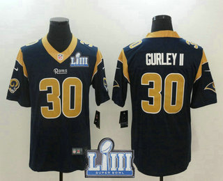 Men's Los Angeles Rams #30 Todd Gurley II Navy Blue 2019 Super Bowl LIII Patch Vapor Untouchable Stitched NFL Nike Limited Jersey