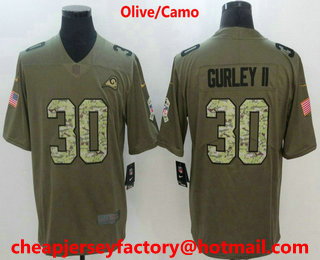 Men's Los Angeles Rams #30 Todd Gurley II Olive With Camo 2017 Salute To Service Stitched NFL Nike Limited Jersey