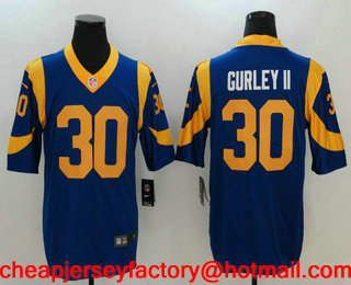 Men's Los Angeles Rams #30 Todd Gurley II Royal Blue 2017 Vapor Untouchable Stitched NFL Nike Limited Jersey