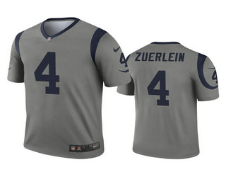 Men's Los Angeles Rams #4 Greg Zuerlein Gray Inverted Legend Jersey