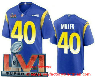 Men's Los Angeles Rams #40 Von Miller Blue 2022 Super Bowl LVI Vapor Untouchable Stitched Limited Jersey