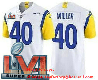 Men's Los Angeles Rams #40 Von Miller White 2022 Super Bowl LVI Vapor Untouchable Stitched Limited Jersey