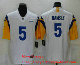 Men's Los Angeles Rams #5 Jalen Ramsey White 2021 NEW Vapor Untouchable Stitched NFL Nike Limited Jersey