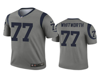 Men's Los Angeles Rams #77 Andrew Whitworth Gray Inverted Legend Jersey