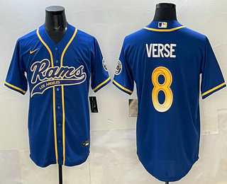 Men's Los Angeles Rams #8 Jared Verse Royal Cool Base Stitched Baseball Jersey