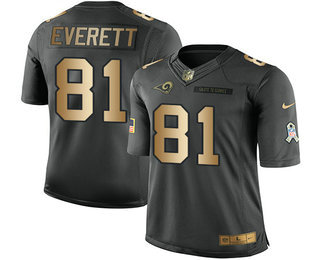Men's Los Angeles Rams #81 Gerald Everett Black Stitched NFL Limited Gold Salute To Service Jersey