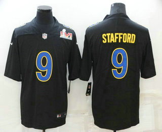 Men's Los Angeles Rams #9 Matthew Stafford Black 2022 Super Bowl LVI Vapor Untouchable Stitched Limited Fashion Jersey