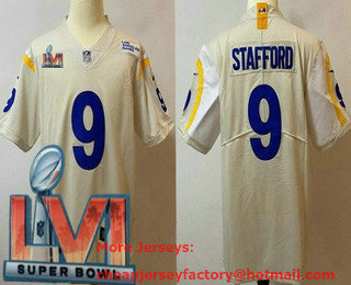 Men's Los Angeles Rams #9 Matthew Stafford Cream 2022 Super Bowl LVI Vapor Untouchable Stitched Limited Jersey