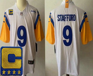 Men's Los Angeles Rams #9 Matthew Stafford Limited White C Patch Alternate Vapor Jersey