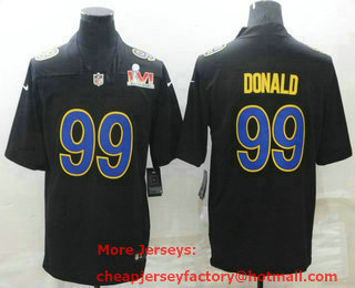 Men's Los Angeles Rams #99 Aaron Donald Black 2022 Super Bowl LVI Vapor Untouchable Stitched Limited Fashion Jersey