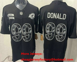 Men's Los Angeles Rams #99 Aaron Donald Limited Black FUSE 2026 Salute To Service Jersey