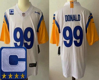 Men's Los Angeles Rams #99 Aaron Donald Limited White C Patch Alternate Vapor Jersey