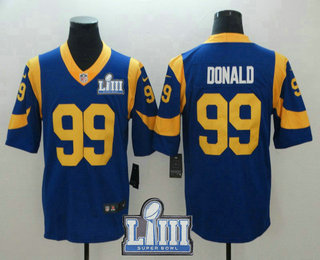 Men's Los Angeles Rams #99 Aaron Donald Royal Blue 2019 Super Bowl LIII Patch Vapor Untouchable Stitched NFL Nike Limited Jersey
