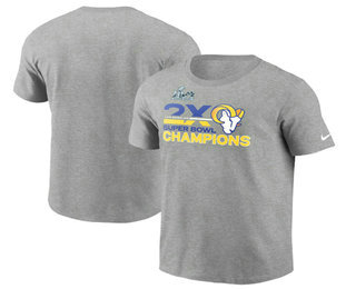 Men's Los Angeles Rams 2022 Heathered Gray 2 Time Super Bowl Champions T-Shirt