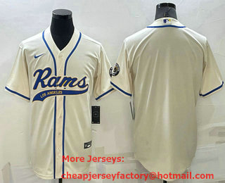 Men's Los Angeles Rams Blank Cream Stitched MLB Cool Base Nike Baseball Jersey