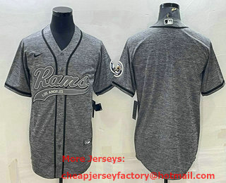 Men's Los Angeles Rams Blank Grey Gridiron Cool Base Stitched Baseball Jersey