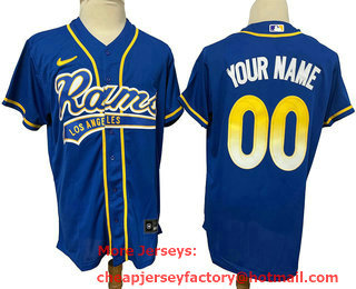 Men's Los Angeles Rams Custom Royal With Patch Cool Base Stitched Baseball Jersey