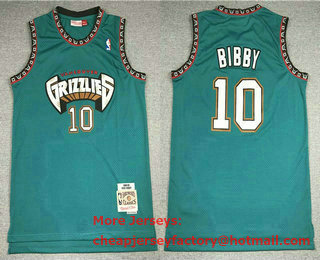 Men's Memphis Grizzlies #10 Mike Bibby ABA Hardwood Classics Green 1998-99 Throwback Swingman Jersey