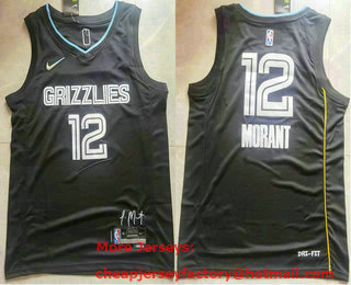 Men's Memphis Grizzlies #12 Ja Morant Black 2022 75th Anniversary MVP Swingman Jersey