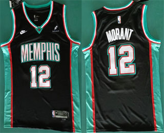 Men's Memphis Grizzlies #12 Ja Morant Black 2025 Classic Edition Stitched Basketball Jersey