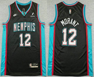 Men's Memphis Grizzlies #12 Ja Morant Black Classic Sponsor Swingman Jersey