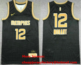 Men's Memphis Grizzlies #12 Ja Morant Black Gold 2024 Select Series Stitched Jersey