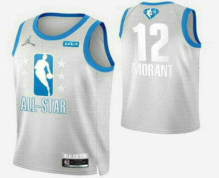 Men's Memphis Grizzlies #12 Ja Morant Gray Diamond 75th 2022 All Star Heat Press Jersey